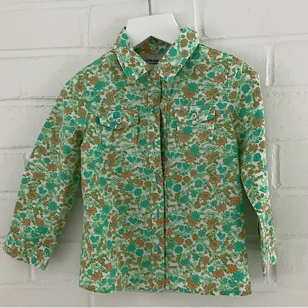 Classic Osh Kosh Size 4T Colorful Floral Girls Collared Blouse
